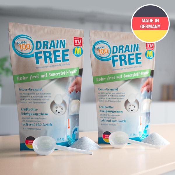 Pure100 Drain Free čistič odtokov 1kg+1kg GRÁTIS